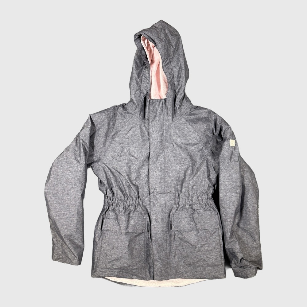 The North Face Girls Gray Pink Faux Fur Lined Hooded Parka Jacket Size M 10/12